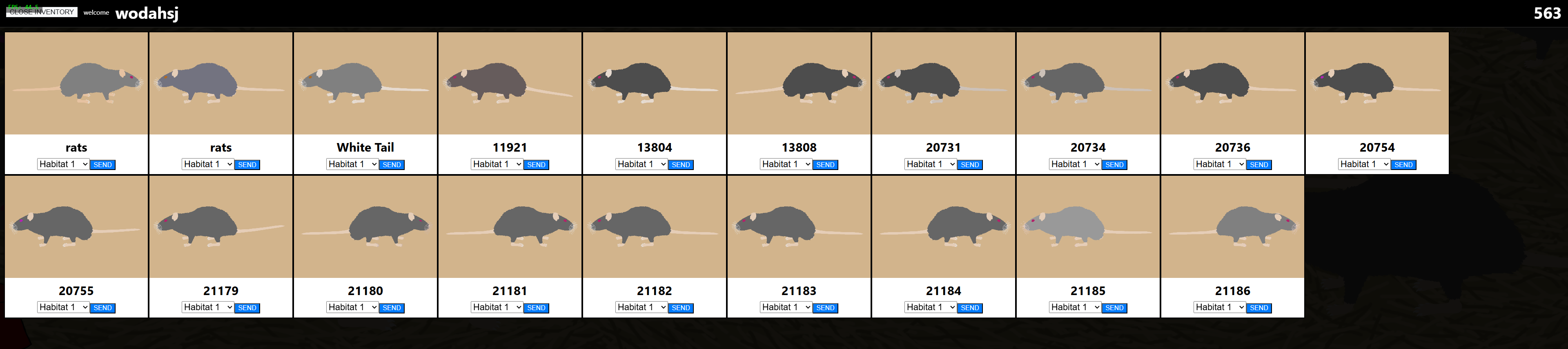 Inventory of creatures and items
